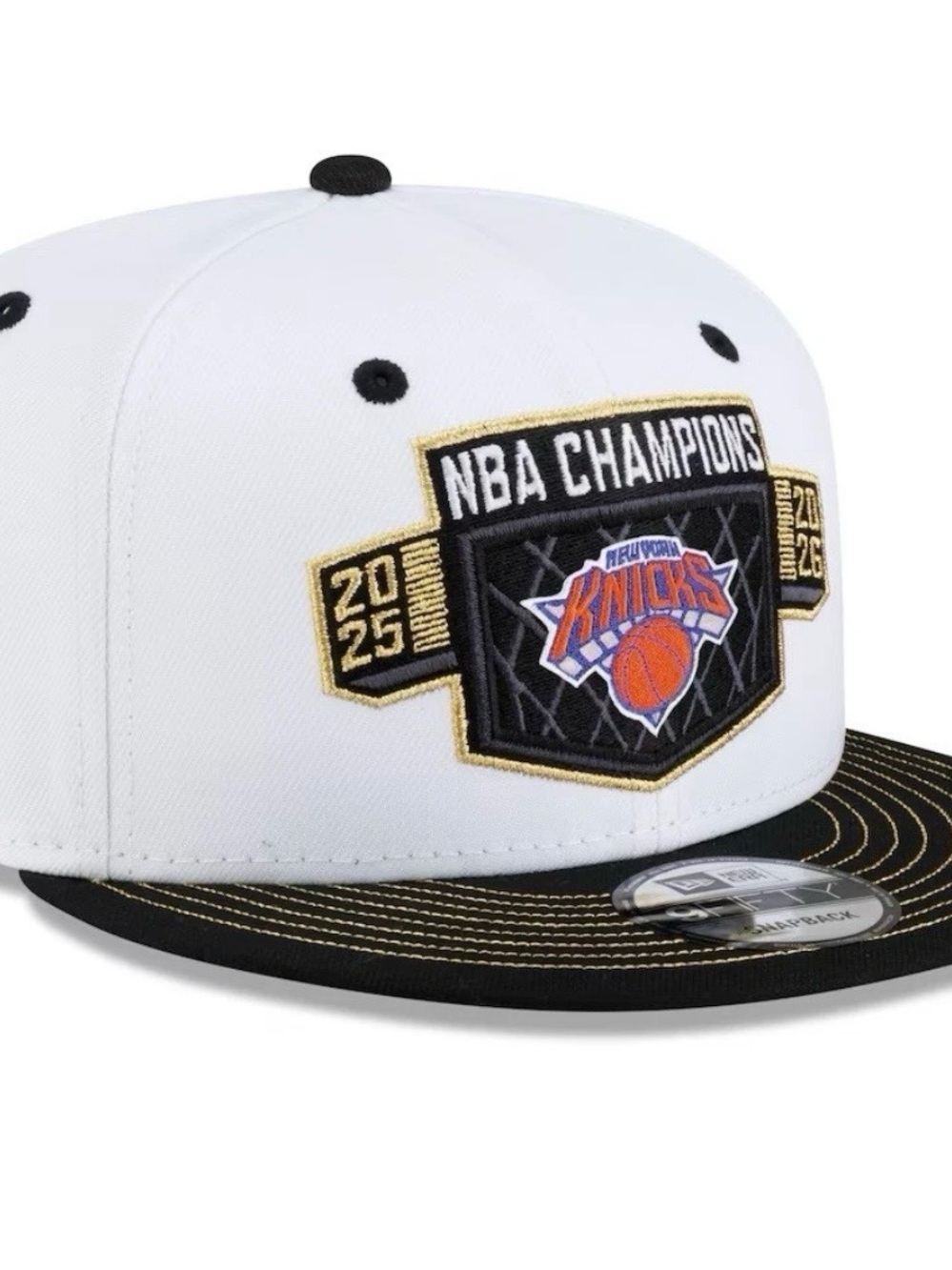 NBA Champions Patch Snapback Hat - White & Black